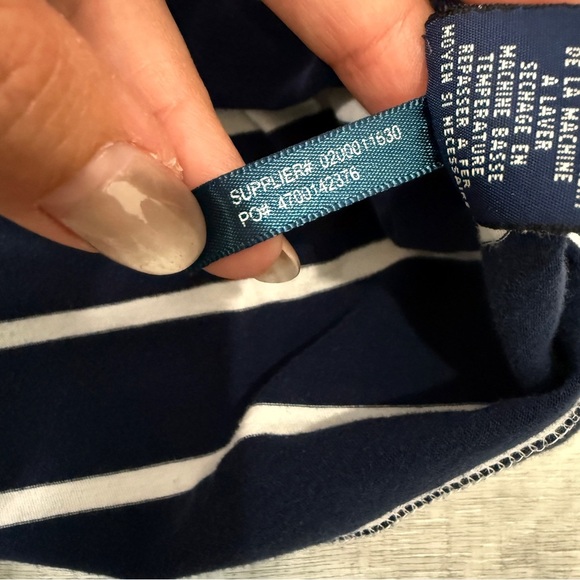 Ralph Lauren Navy and White Cotton Striped V Neck T-Shirt - Picture 16 of 16